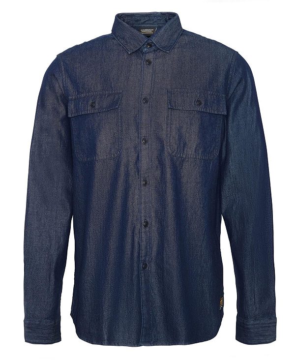 Barbour Dalston Long-sleeved Denim Shirt Chambray | BABO87681