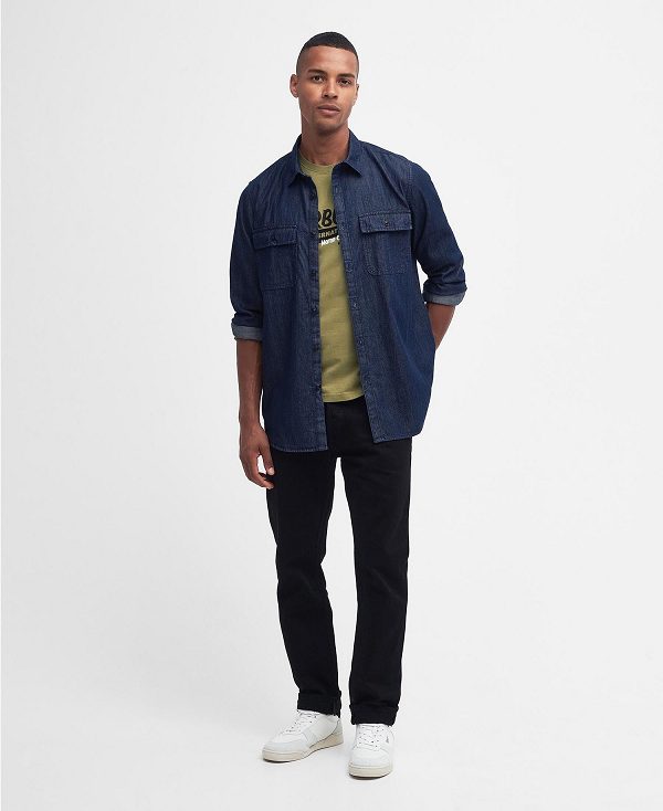 Barbour Dalston Long-sleeved Denim Shirt Chambray | BABO87681