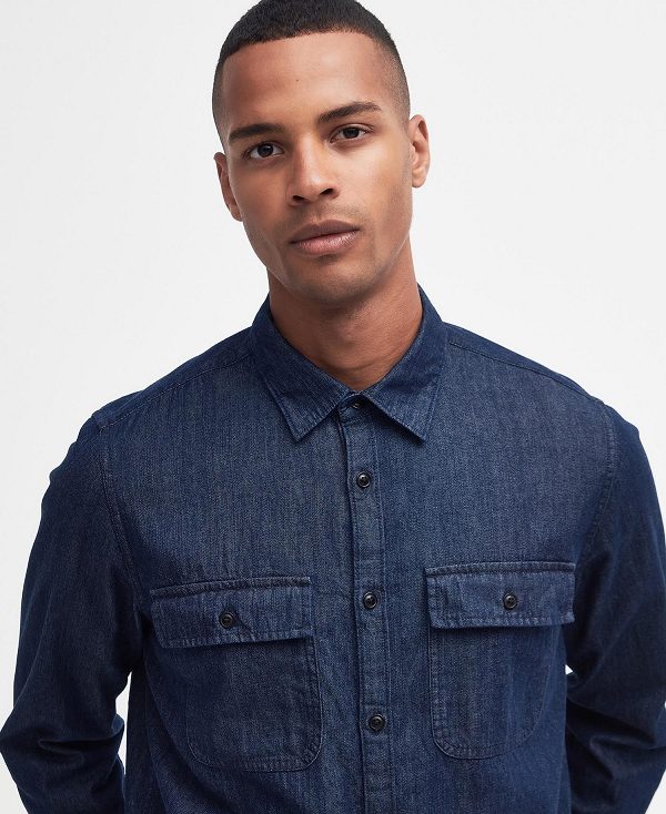 Barbour Dalston Long-sleeved Denim Shirt Chambray | BABO87681