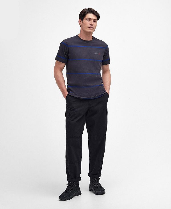 Barbour Dart Striped T-shirt Black | BABO88290