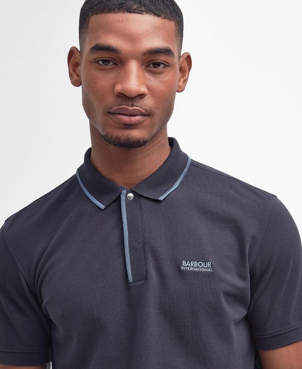 Barbour Daytona Tipped Short-sleeved Polo Shirt Navy | BABO88180