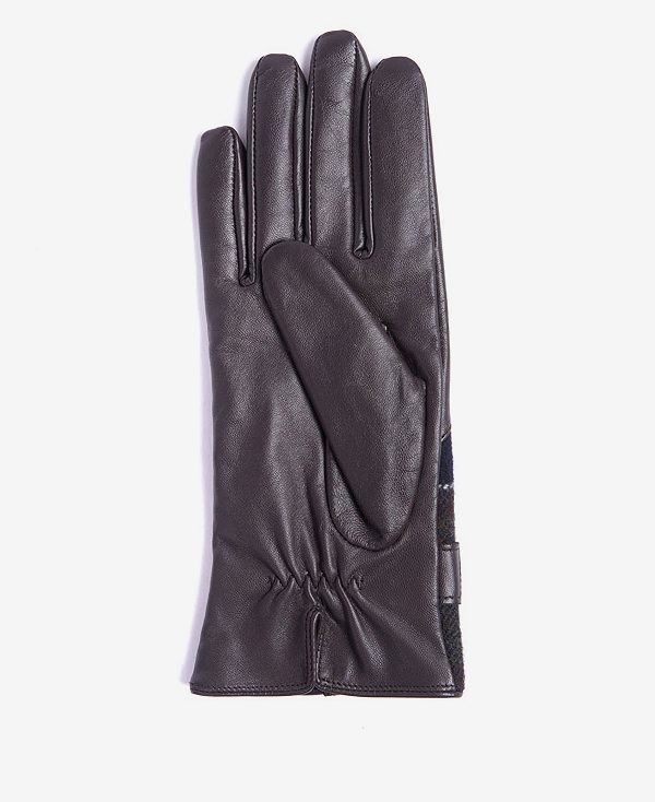 Barbour Dee Tartan Gloves Dark Brown | BABO90057