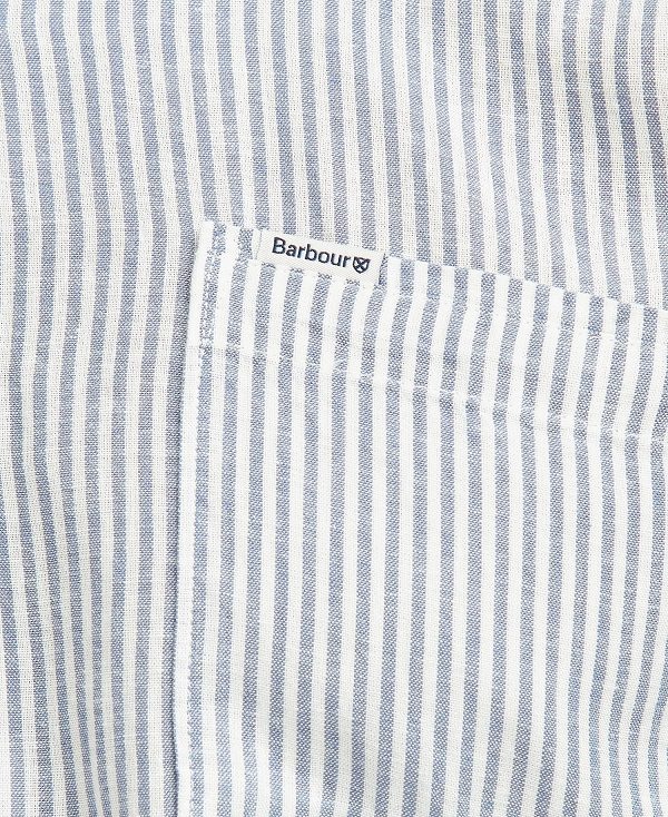 Barbour Deerpark Tailored Short-sleeved Shirt Blue/Whute | BABO87594