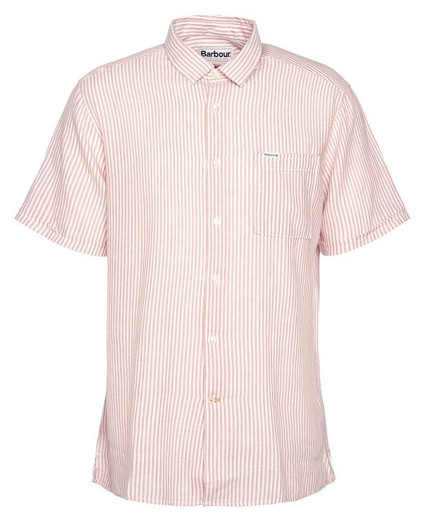 Barbour Deerpark Tailored Short-sleeved Shirt Pink Clay | BABO87740