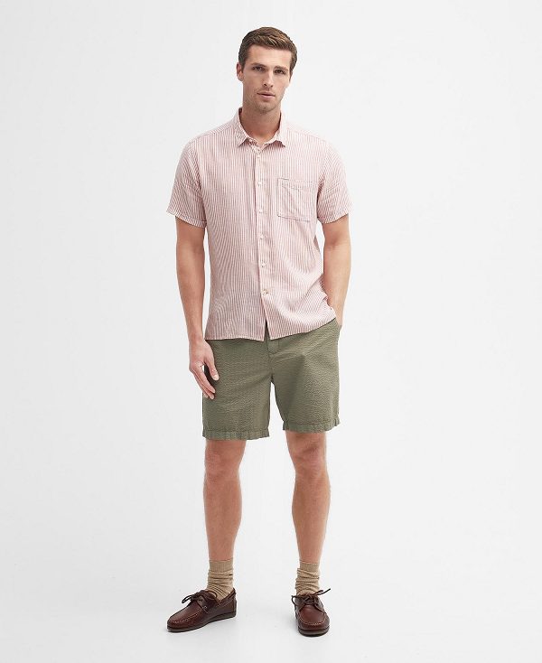 Barbour Deerpark Tailored Short-sleeved Shirt Pink Clay | BABO87740