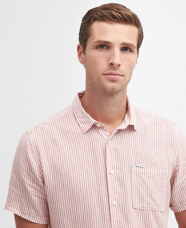 Barbour Deerpark Tailored Short-sleeved Shirt Pink Clay | BABO87740