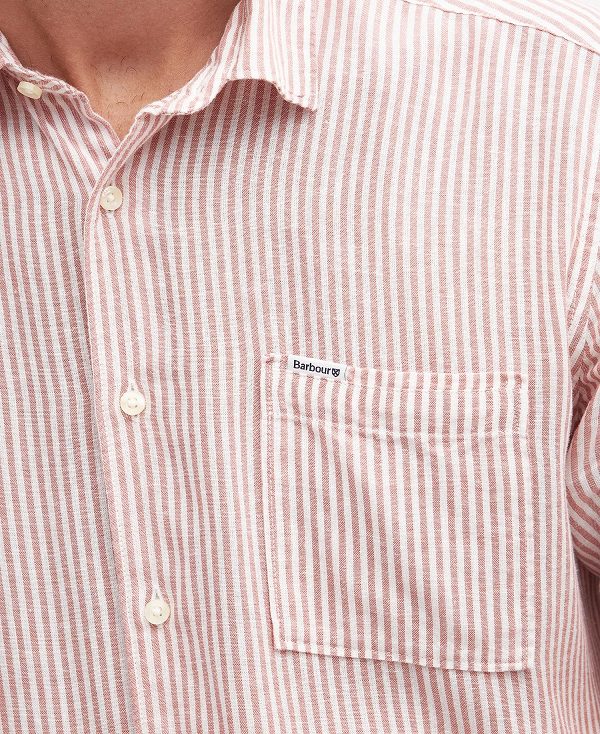 Barbour Deerpark Tailored Short-sleeved Shirt Pink Clay | BABO87740