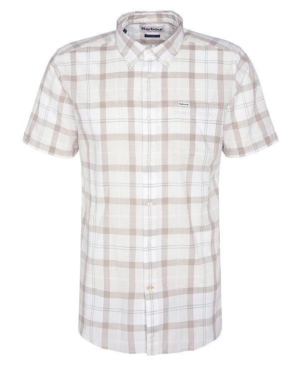 Barbour Delton Tailored Short-sleeved Shirt Saltmarsh Tartan | BABO87779