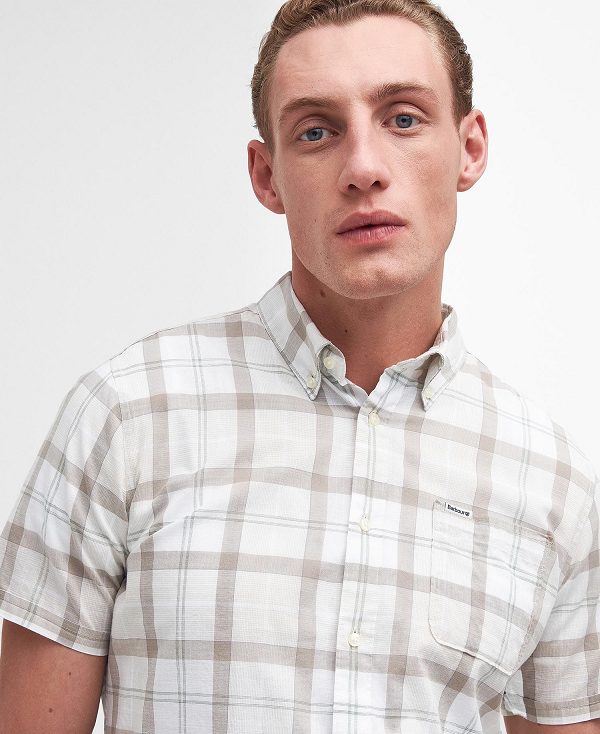 Barbour Delton Tailored Short-sleeved Shirt Saltmarsh Tartan | BABO87779