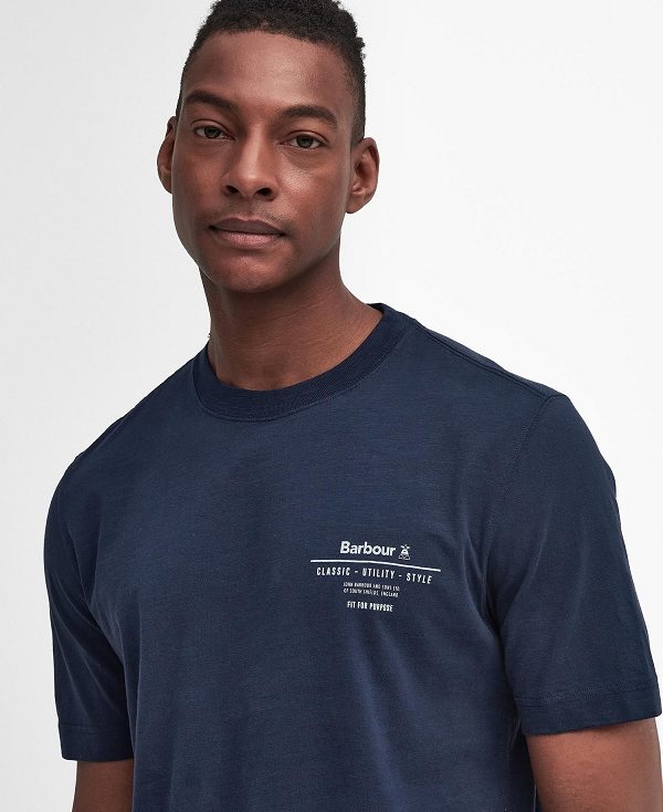 Barbour Denison Relaxed T-shirt Navy | BABO88383