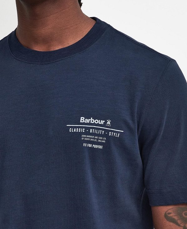 Barbour Denison Relaxed T-shirt Navy | BABO88383