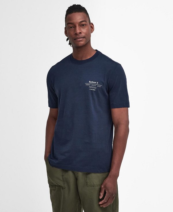 Barbour Denison Relaxed T-shirt Navy | BABO88383