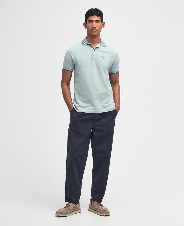 Barbour Denwick Short-sleeved Polo Shirt Blue Chalk | BABO88175