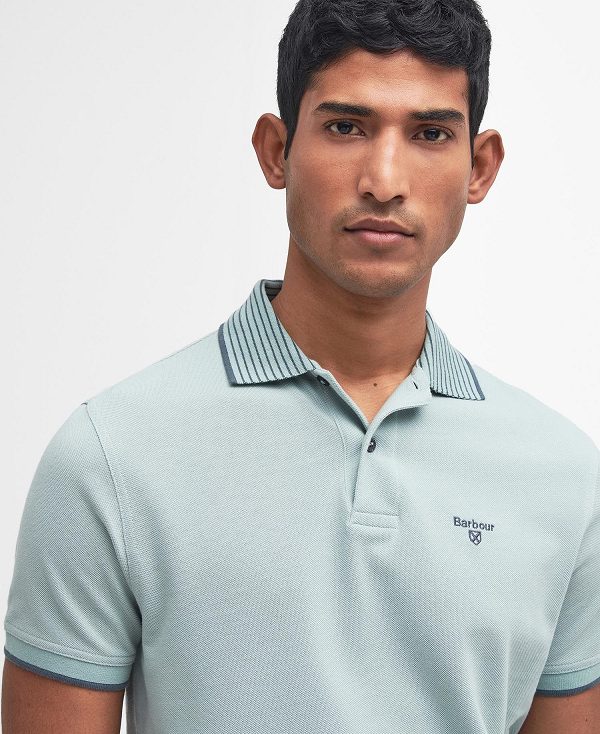 Barbour Denwick Short-sleeved Polo Shirt Blue Chalk | BABO88175