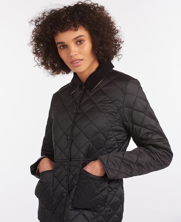 Barbour Deveron Quilted Jacket Black/Olive | BABO89258