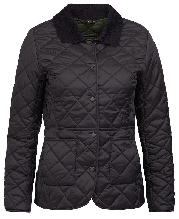 Barbour Deveron Quilted Jacket Black/Olive | BABO89258