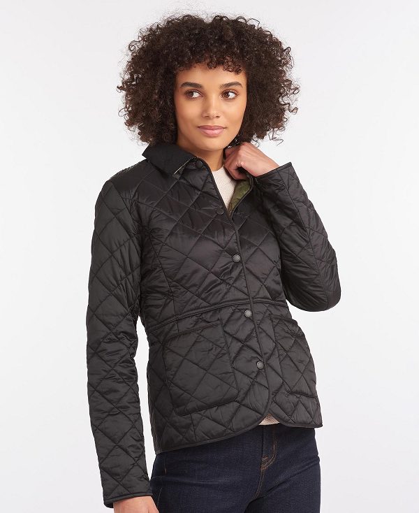 Barbour Deveron Quilted Jacket Black/Olive | BABO89258