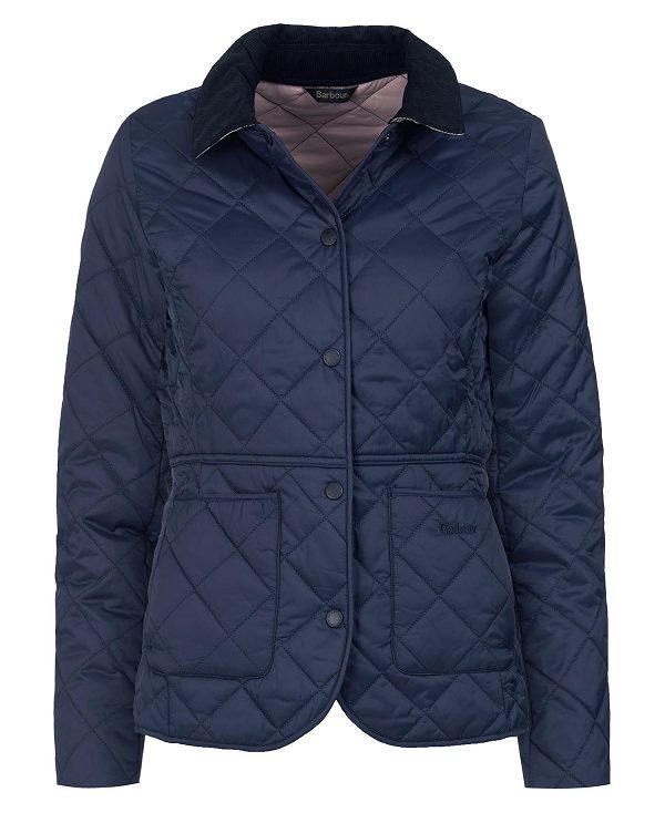 Barbour Deveron Quilted Jacket Navy/Pale Pink | BABO89261