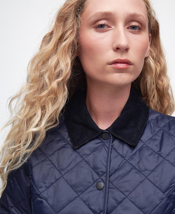 Barbour Deveron Quilted Jacket Navy/Pale Pink | BABO89261