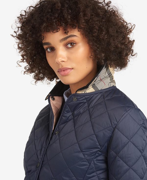 Barbour Deveron Quilted Jacket Navy/Pale Pink | BABO89261