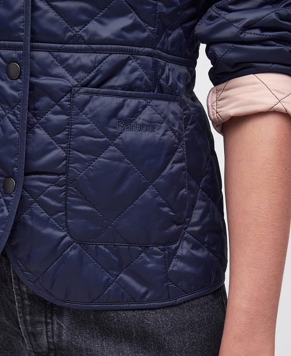 Barbour Deveron Quilted Jacket Navy/Pale Pink | BABO89261