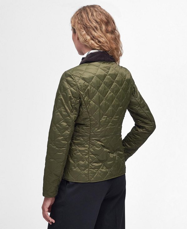 Barbour Deveron Quilted Jacket Olive/Pale Pink | BABO89267