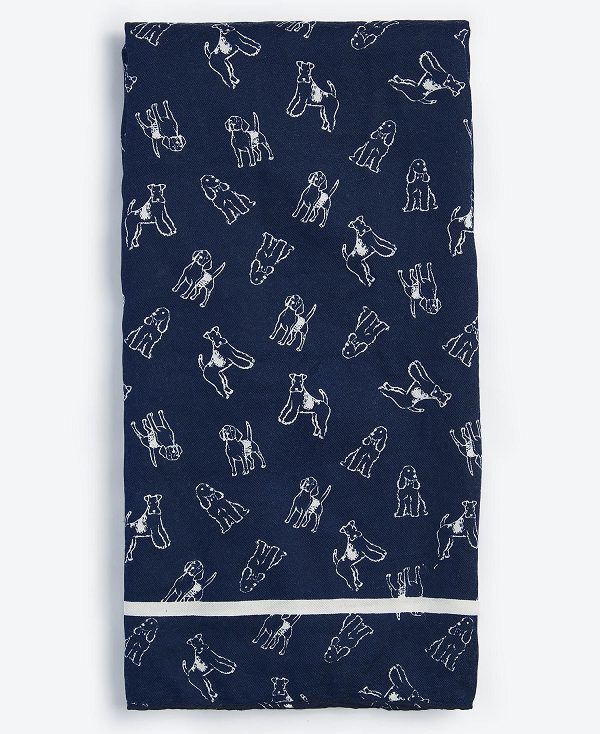 Barbour Dog-print Scarf Navy/Cloud | BABO90068