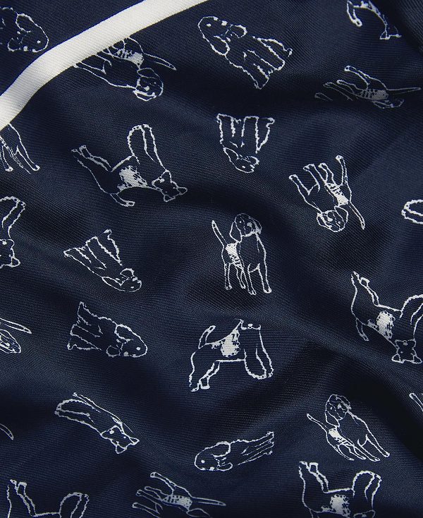 Barbour Dog-print Scarf Navy/Cloud | BABO90068