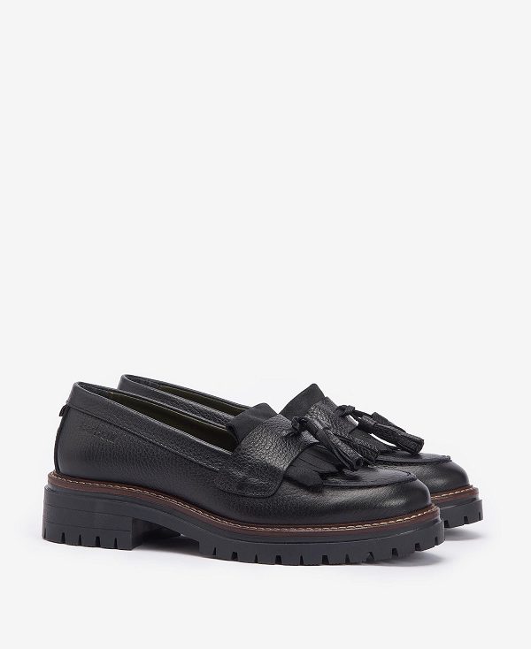 Barbour Dolores Tassel Loafers Classic Black | BABO89910