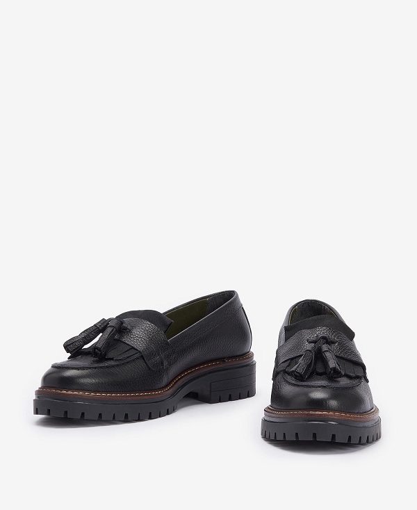 Barbour Dolores Tassel Loafers Classic Black | BABO89910