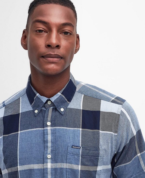 Barbour Doughill Short-sleeved Shirt Berwick Blue | BABO87719