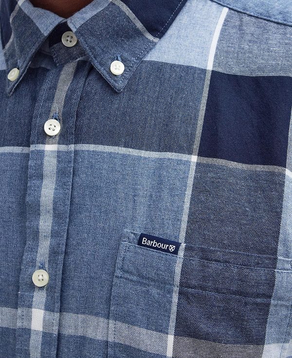 Barbour Doughill Short-sleeved Shirt Berwick Blue | BABO87719