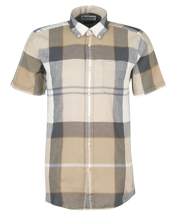 Barbour Douglas Short-sleeved Tailored Shirt Kielder Blue Tartan | BABO87615