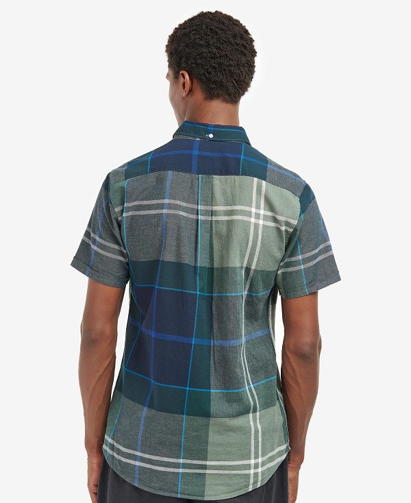 Barbour Douglas Tailored Short-sleeved Shirt Kielder Blue Tartan | BABO87636