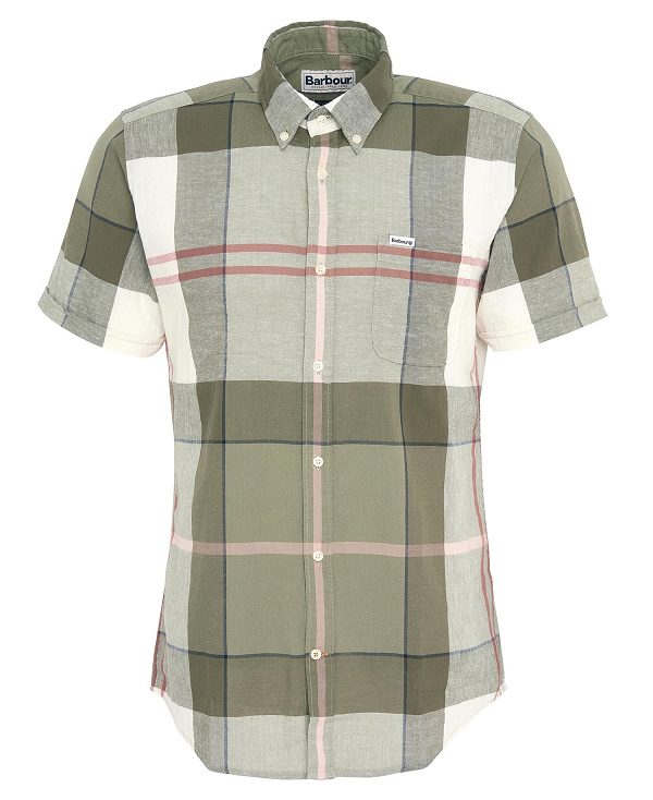 Barbour Douglas Tailored Short-sleeved Shirt Glenmore Olive Tartan | BABO87749