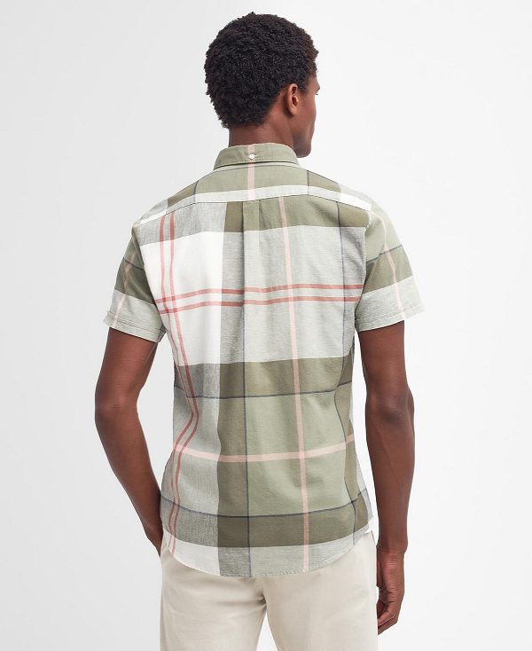 Barbour Douglas Tailored Short-sleeved Shirt Glenmore Olive Tartan | BABO87749