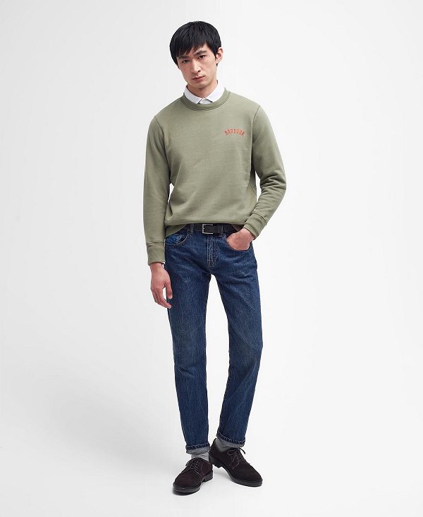 Barbour Dragon Crew-neck Sweatshirt Olive | BABO88445