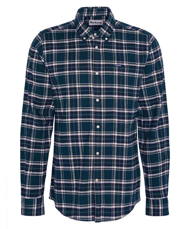 Barbour Drumhill Tailored Long Sleeved Shirt Navy | BABO87806