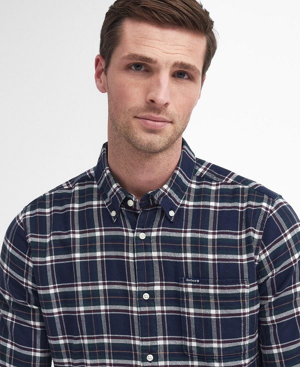 Barbour Drumhill Tailored Long Sleeved Shirt Navy | BABO87806