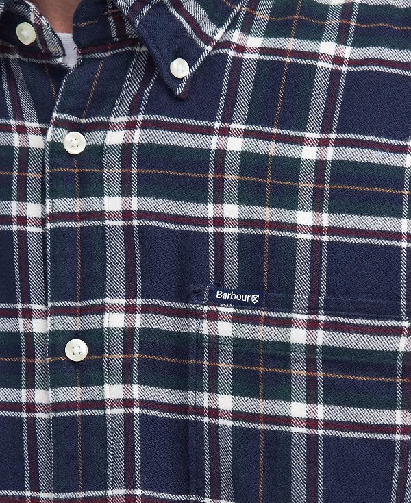 Barbour Drumhill Tailored Long Sleeved Shirt Navy | BABO87806