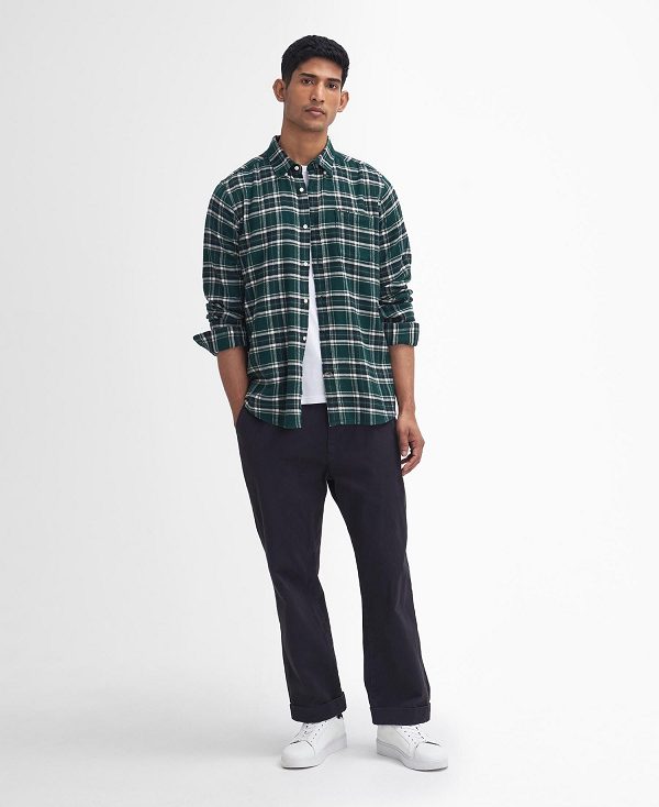 Barbour Drumhill Tailored Long Sleeved Shirt Green | BABO87807