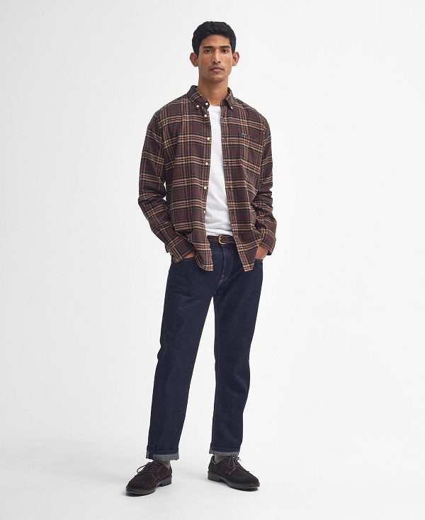 Barbour Drumhill Tailored Long Sleeved Shirt Brown | BABO87808