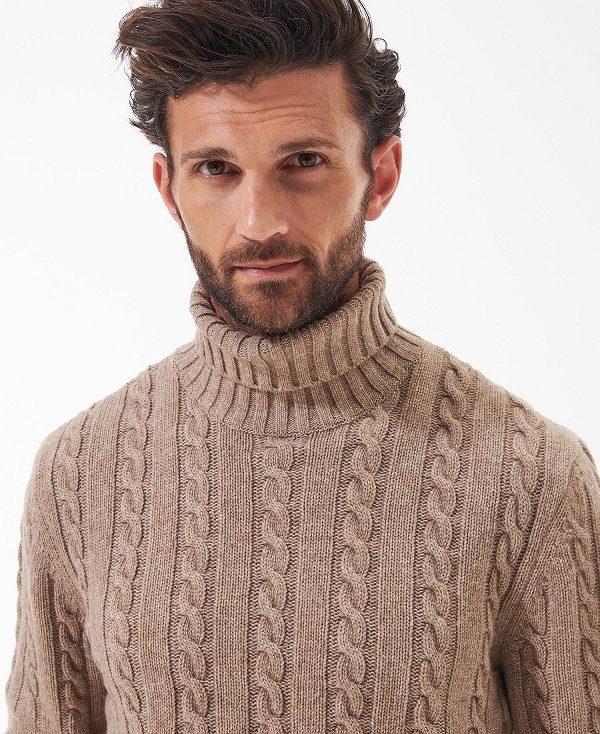 Barbour Duffle Cable-knit Jumper Beige | BABO88516