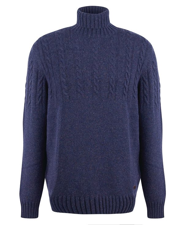 Barbour Duffle Cable-knit Jumper Dark Denim | BABO88509