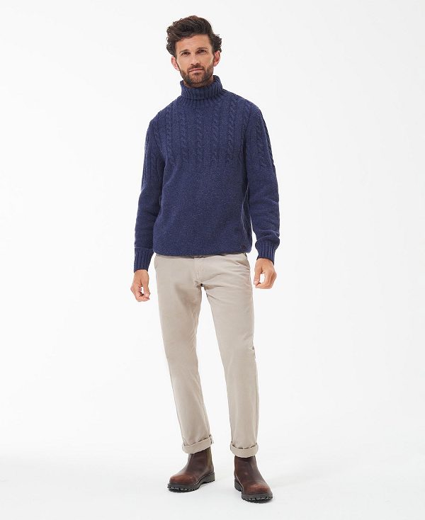 Barbour Duffle Cable-knit Jumper Dark Denim | BABO88509