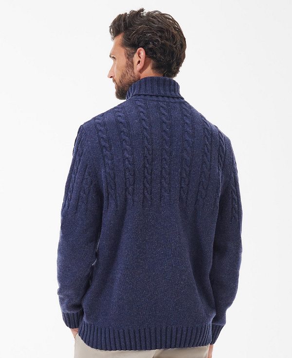 Barbour Duffle Cable-knit Jumper Dark Denim | BABO88509