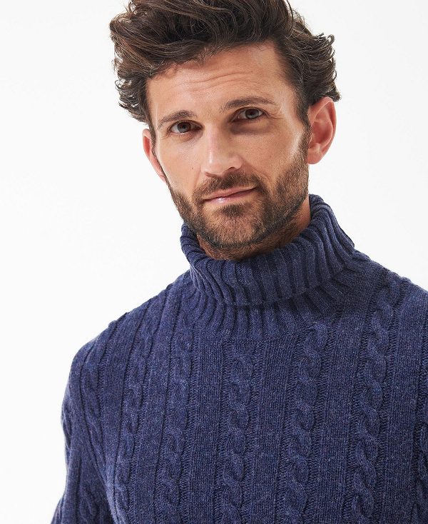 Barbour Duffle Cable-knit Jumper Dark Denim | BABO88509