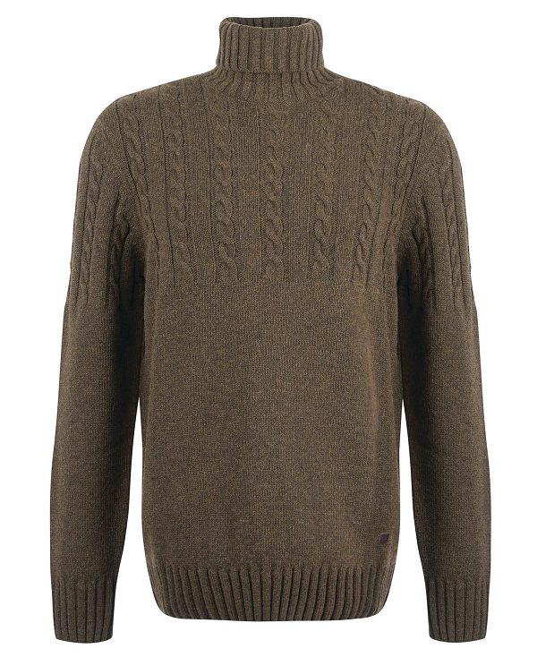 Barbour Duffle Cable-knit Jumper Willow Green | BABO88511