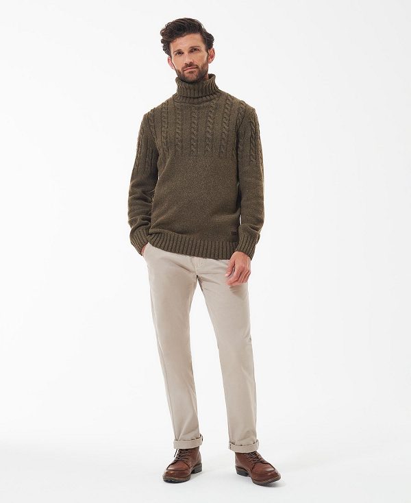 Barbour Duffle Cable-knit Jumper Willow Green | BABO88511