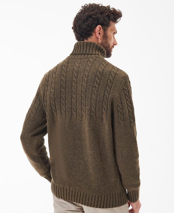 Barbour Duffle Cable-knit Jumper Willow Green | BABO88511